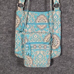 Vera Bradley Java Blue Tote and Mini Hipster Crossbody Bag Set 2pc Quilted